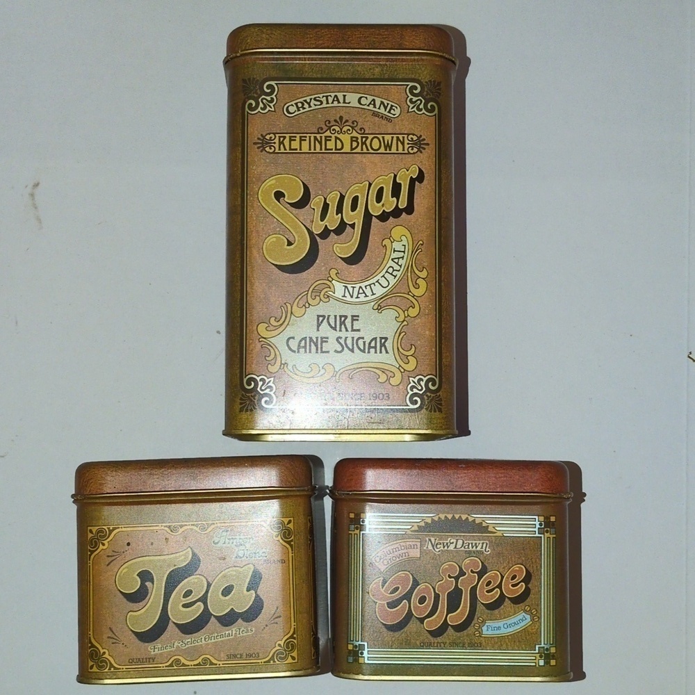 VTG Cheinco Tin Canister Lot of 3. Tea, Coffee and Sugar